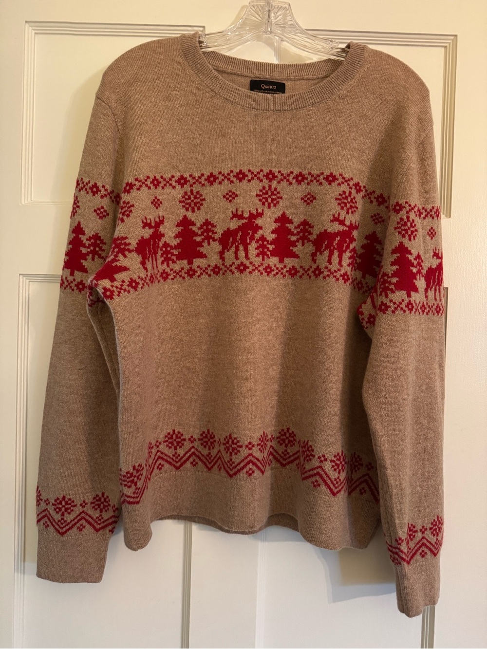 Quince - 100% Mongolian Cashmere Holiday Moose Fair Isle Sweater
